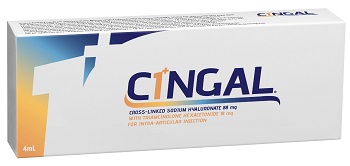 SIRINGA PRERIEMPITA INTRA ARTICOLARE CINGAL 4 ML 22MG/ML ACIDO RETICOLATO CON 4,5 MG/ML TRIAMCINOLONE ESACETONIDE - latuafarmacia.org