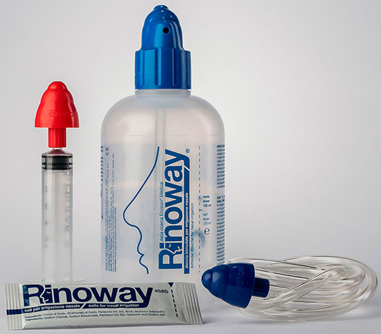 RINOWAY DOCCIA PER IRRIGAZIONE NASALE + 15 SALI ISOTONICI - latuafarmacia.org