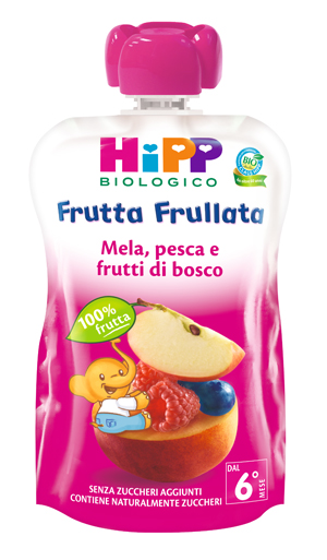 HIPP BIO FRUTTA FRULLATA MELA PESCA FRUTTI DI BOSCO 90 G - latuafarmacia.org