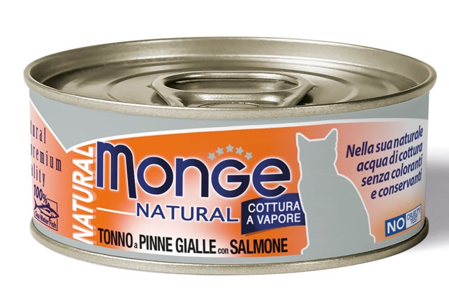 MONGE NATURAL QUALITY GATTO MONGE NATURAL TONNO PINNA GIALLA CON SALMONE 80 G - latuafarmacia.org