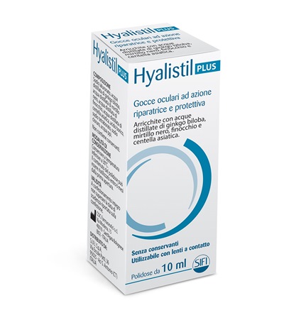 GOCCE OCULARI HYALISTIL PLUS ACIDO IALURONICO 0,4% ACQUA DISTILLATA DI GINKGO BILOBA + MIRTILLO NERO + FINOCCHIO + CENTELLA ASIATICA 10 ML - latuafarmacia.org
