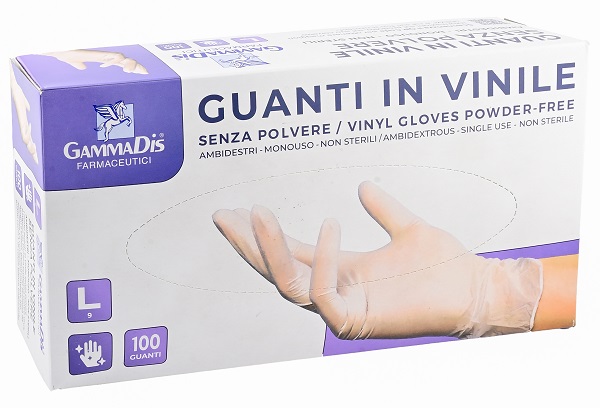 GUANTI VINILE SENZA POLVERE LARGE 100 PEZZI GAMMADIS - latuafarmacia.org