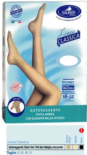 SAUBER AUTOREGGENTE OPEN TOE MAGLIA MICRORETE 140 DEN COLORE NEUTRO BEIGE TAGLIA 3 LINEA CLASSICA - latuafarmacia.org