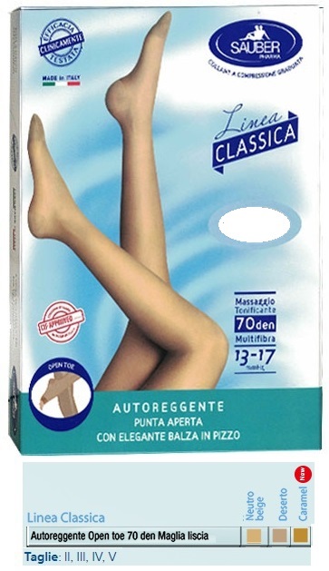 SAUBER AUTOREGGENTE OPEN TOE MAGLIA LISCIA 70 DEN COLORE NEUTRO BEIGE TAGLIA 5 LINEA CLASSICA - latuafarmacia.org