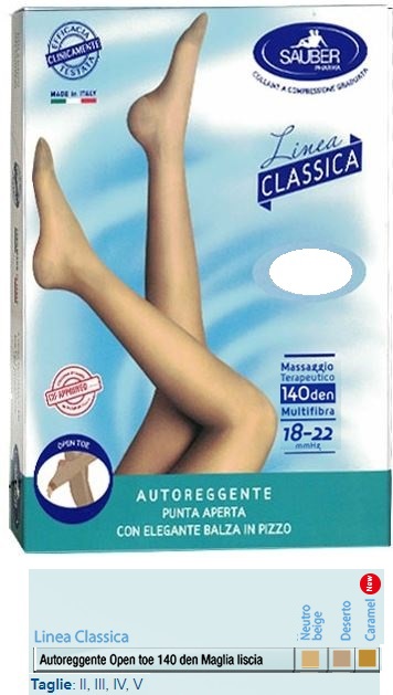 SAUBER AUTOREGGENTE OPEN TOE MAGLIA LISCIA 140 DEN COLORE NEUTRO BEIGE TAGLIA 4 LINEA CLASSICA - latuafarmacia.org