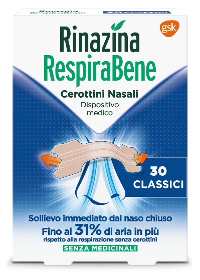 RINAZINA RESPIRABENE CEROTTI NASALI CLASSICI CARTON 30 PEZZI - latuafarmacia.org