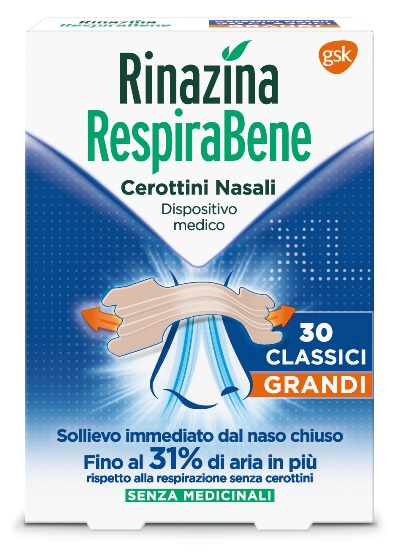 RINAZINA RESPIRABENE CEROTTI NASALI CLASSICI GRANDI CARTON 30 PEZZI - latuafarmacia.org