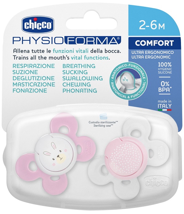 CHICCO SUCCHIETTO COMFORT GIRL SILICONE 2-6 MESI 2 PEZZI - latuafarmacia.org