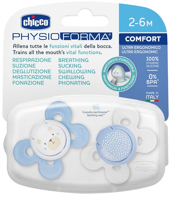 CHICCO SUCCHIETTO COMFORT BOY SILICONE 2-6 MESI 2 PEZZI - latuafarmacia.org