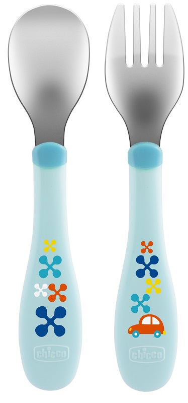 CHICCO POSATE INOX 18M+ AZZURRO/VERDE - latuafarmacia.org