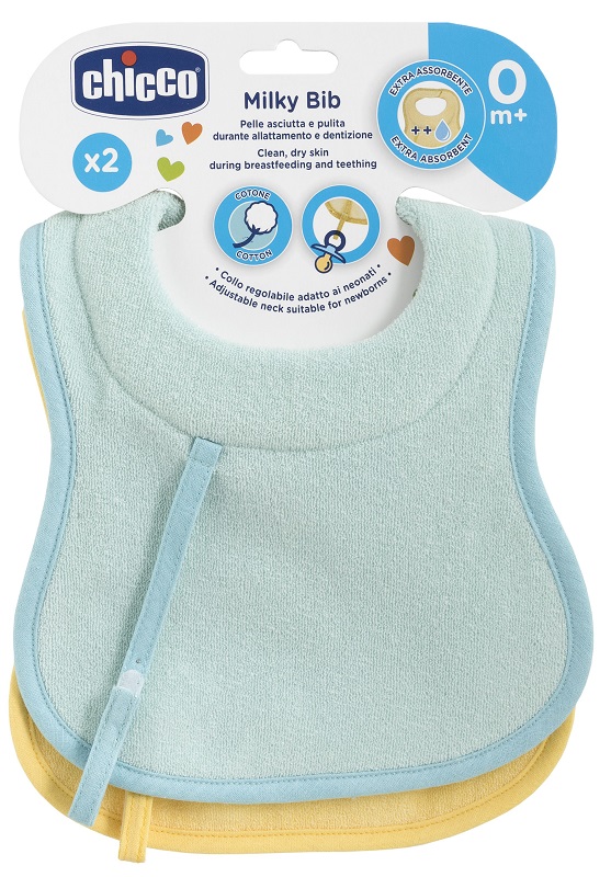 CHICCO BAVAGLINE 0M+ 2PZ AZZURRO - latuafarmacia.org