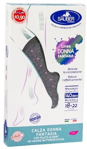 SAUBER CALZA DONNA FANTASIA FILATO Q-SKIN 140 DEN GRIGIO POIS ROSA TAGLIA G PROMO - latuafarmacia.org