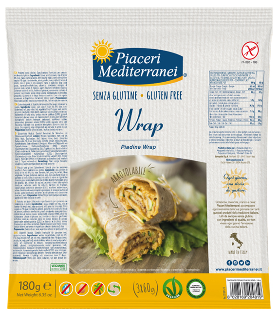 PIACERI MEDITERRANEI PIADINA WRAP 180 G - latuafarmacia.org