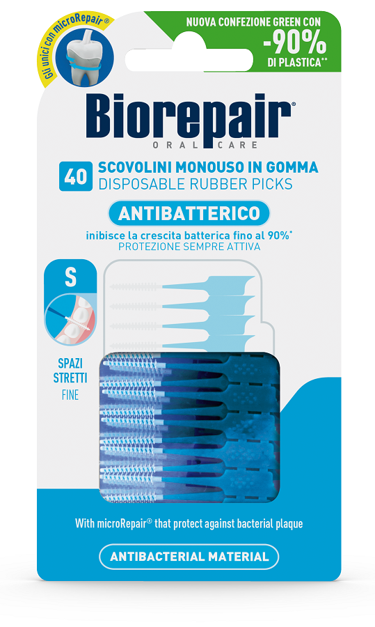 BIOREPAIR ORAL CARE ANTIBATTERICO SCOVOLINI MONOUSO IN GOMMA SPAZI STRETTI 40 PEZZI - latuafarmacia.org