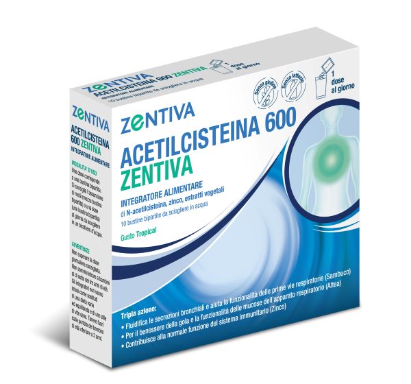ACETILCISTEINA 600 ZENTIVA 10 BUSTINE BIPARTITE GUSTO TROPICAL - latuafarmacia.org