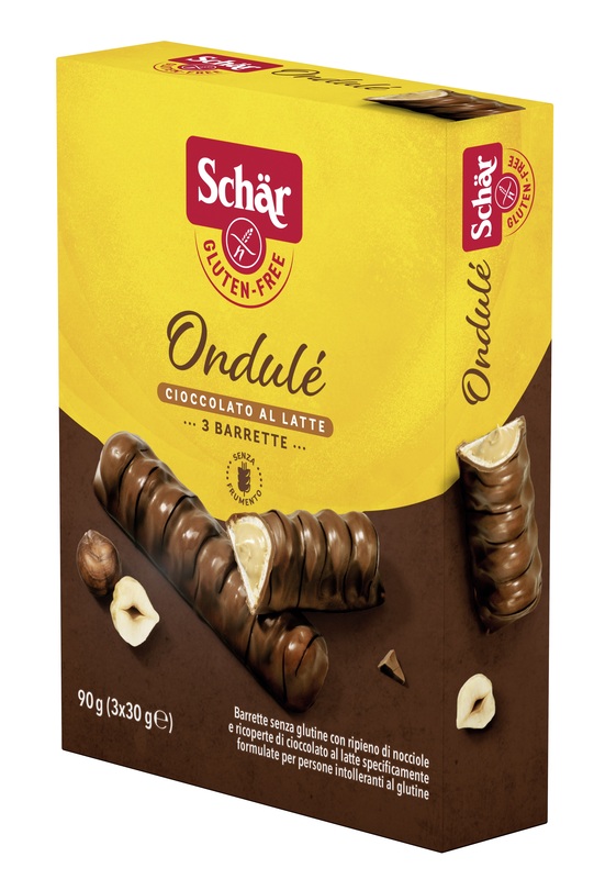 SCHAR ONDULE' BARRETTE CON RIPIENO DI NOCCIOLE RICOPERTE DI CIOCCOLATO AL LATTE 3 PORZIONI DA 30 G - latuafarmacia.org