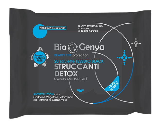 BIOGENYA BEAUTY LIFE PROTECTION 20 SALVIETTE TESSUTO BLACK STRUCCANTI DETOX - latuafarmacia.org
