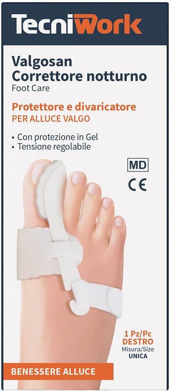 CORRETTORE NOTTURNO PER ALLUCE VALGO DESTRO MISURA UNICA VALGOSAN 1 PEZZO - latuafarmacia.org