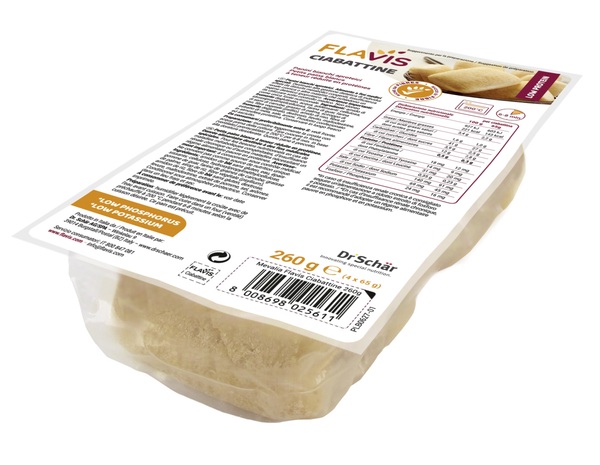 FLAVIS CIABATTINE PANINI BIANCHI APROTEICI 4 PEZZI DA 65 G - latuafarmacia.org