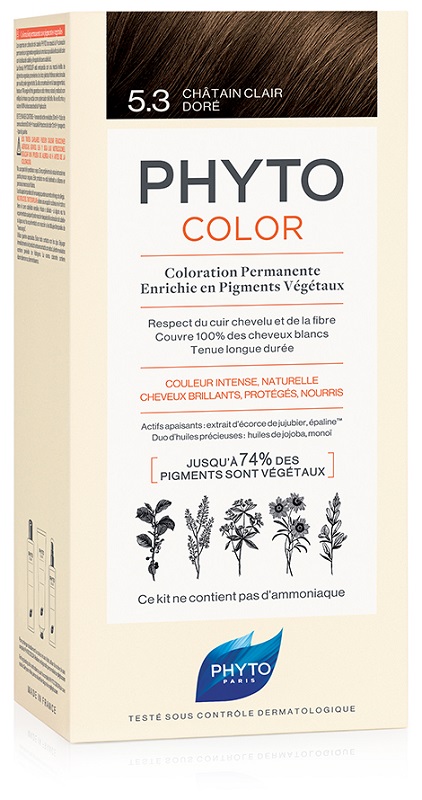 PHYTOCOLOR 5,3 CASTANO CHIARO DORATO LATTE + CREMA + MASCHERA + PAIO DI GUANTI - latuafarmacia.org