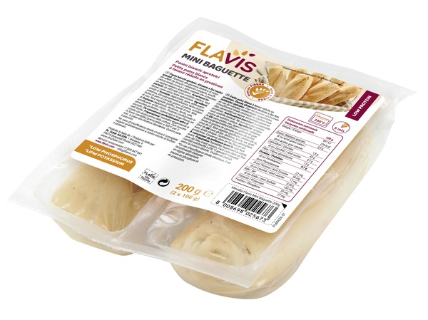 FLAVIS MINI BAGUETTE PANINI BIANCHI APROTEICI 2 PEZZI DA 100 G - latuafarmacia.org