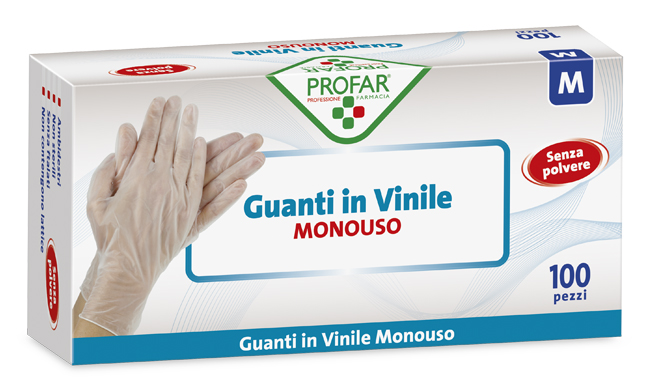PROFAR GUANTO IN VINILE SENZA POLVERE M 100 PEZZI - latuafarmacia.org