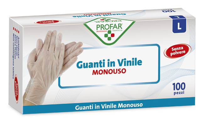 PROFAR GUANTO IN VINILE SENZA POLVERE L 100 PEZZI - latuafarmacia.org