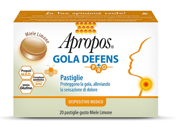APROPOS GOLA DEFENS PRO 20 PASTIGLIE MIELE LIMONE - latuafarmacia.org