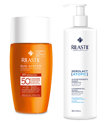 RILASTIL SUN SYSTEM FLUIDO COMFORT PEDIATRIC 50 ML + RILASTIL XEROLAC ATOPIX OLIO 50 ML - latuafarmacia.org