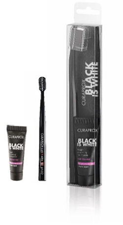 CURAPROX BLACK IS WHITE DENTIFRICI SBIANCANTI 1 DENTIFRICIO DA 10ML + 1 SPAZZOLINO - latuafarmacia.org