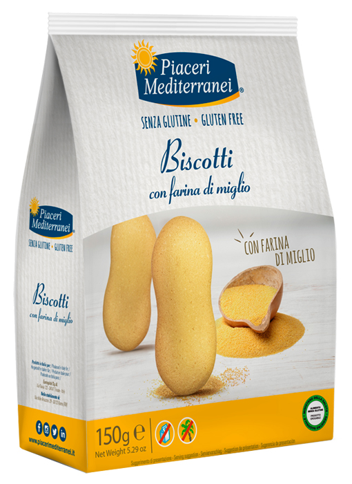PIACERI MEDITERRANEI BISCOTTI FARINA DI MIGLIO 150 G - latuafarmacia.org