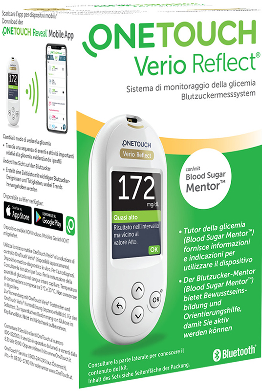 ONETOUCH VERIO REFLECT SYSTEM KIT CON LANCETTE PUNGIDITO E FLACONE DA 10 STRISCE REATTIVE - latuafarmacia.org