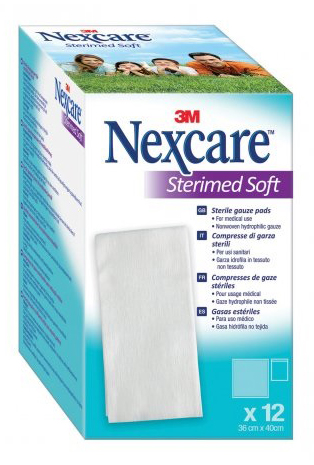 GARZA COMPRESSA STERILE NEXCARE STERIMED SOFT 18X40 CM MUL TILINGUAL 12 PEZZI - latuafarmacia.org