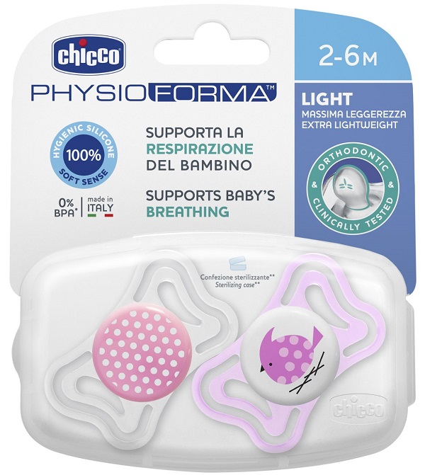 CHICCO SUCCHIETTO LIGHT GIRL SILICONE 2-6 MESI 2 PEZZI - latuafarmacia.org