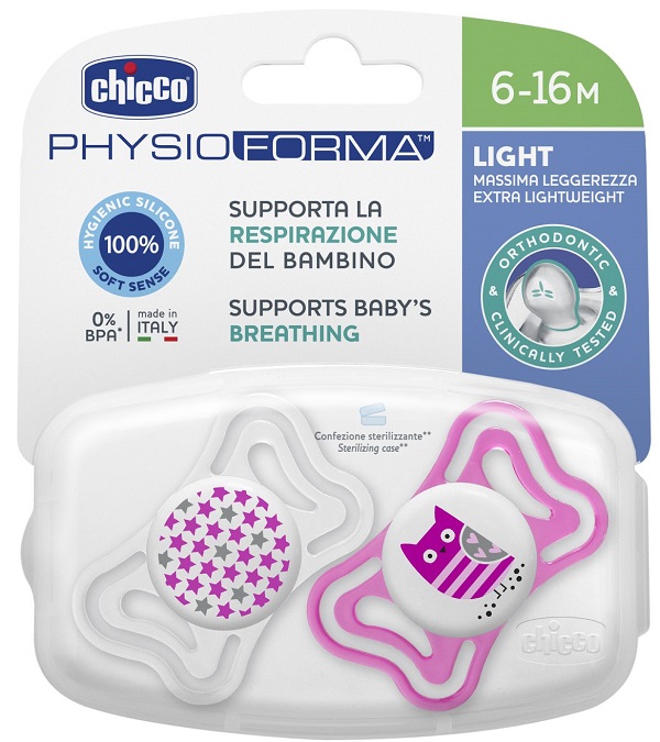 CHICCO SUCCHIETTO LIGHT GIRL SILICONE 6-16 MESI 2 PEZZI - latuafarmacia.org