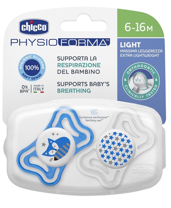 CHICCO SUCCHIETTO LIGHT BOY SILICONE 6-16 MESI 2 PEZZI - latuafarmacia.org