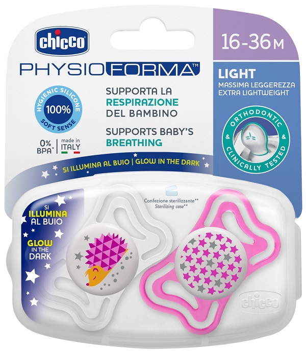 CHICCO SUCCHIETTO LIGHT LUM SILICONE 16-36 MESI 2 PEZZI - latuafarmacia.org