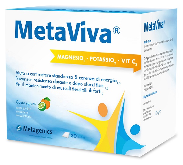 METAVIVA MAGNESIO POTASSIO VITAMINA C 20 BUSTINE - latuafarmacia.org