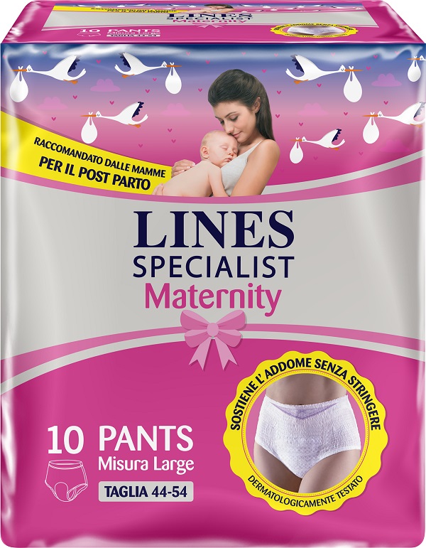 LINES SPECIALIST MATERNITY MUTANDINA ASSORBENTE PER PERDITE POST PARTO MISURA LARGE 10 PEZZI - latuafarmacia.org