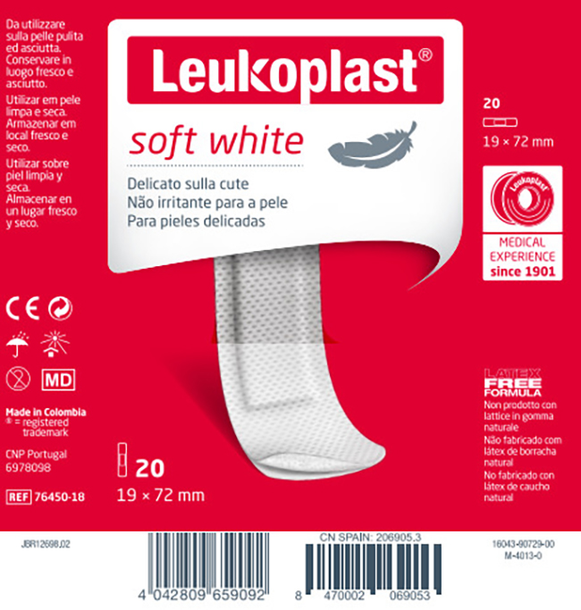 LEUKOPLAST SOFT WHITE 72 X 19 CM 20 PEZZI - latuafarmacia.org