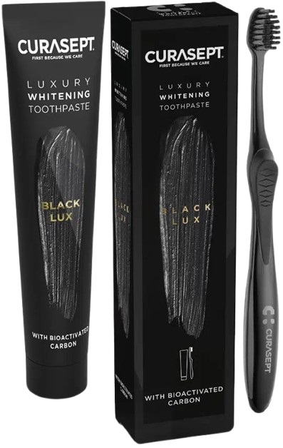CURASEPT BLACK LUXURY WHITENING DENTIFRICIO 75 ML + SPAZZOLINO - latuafarmacia.org