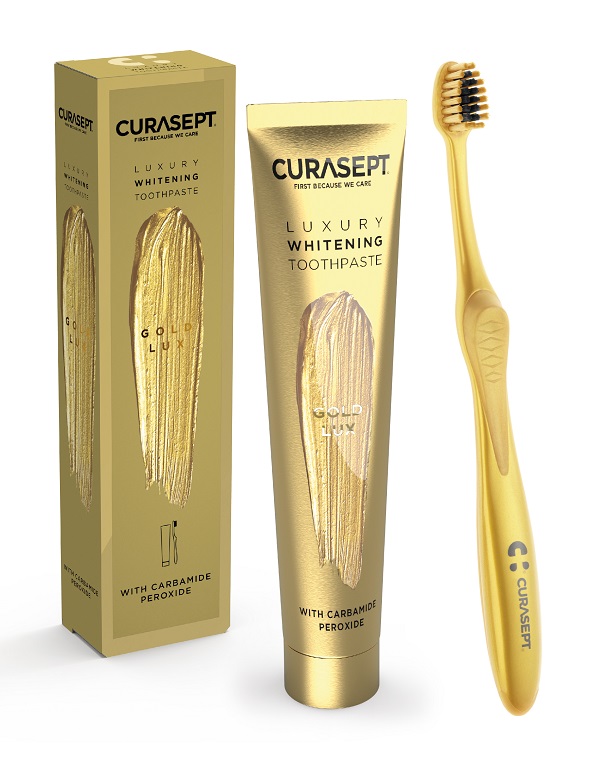 CURASEPT GOLD LUXURY WHITENING DENTIFRICIO 75 ML + SPAZZOLINO - latuafarmacia.org