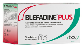 BLEFADINE PLUS 14 SALVIETTE PER DETERSIONE PERIOCULARE + 1 COMPRESSA RISCALDABILE - latuafarmacia.org