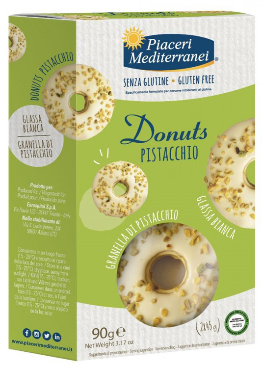 PIACERI MEDITERRANEI DONUTS PISTACCHIO 90 G - latuafarmacia.org