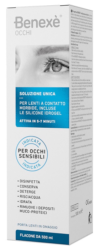 SOLUZIONE UNICA BENEXE' OCCHI PULIZIA LENTI A CONTATTO 500 ML + PORTALENTI IN OMAGGIO - latuafarmacia.org