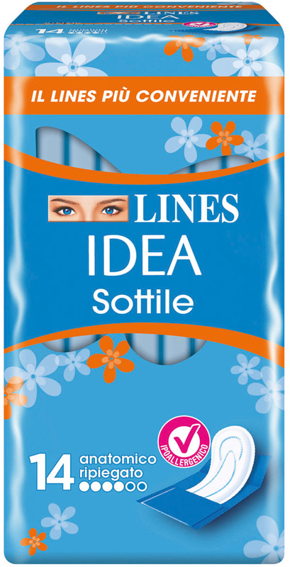 LINES IDEA ASSORBENTE SOTTILE RIPIEGATO ANATOMICO 14 PEZZI - latuafarmacia.org