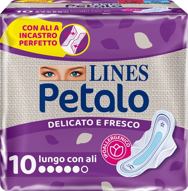 LINES PETALO BLU ASSORBENTE LUNGO CON ALI 10 PEZZI - latuafarmacia.org