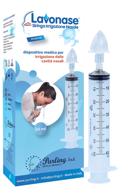 LAVONASE IRRIGAZIONE NASALE NON STERILE SIRINGA 60 ML + LUER-LOCK CON CAPPUCCIO + UGELLO NASALE CON RACCORDO LUER-LOCK + PERFORATORE CON VALVOLA NON RITORNO CON TAPPO - latuafarmacia.org