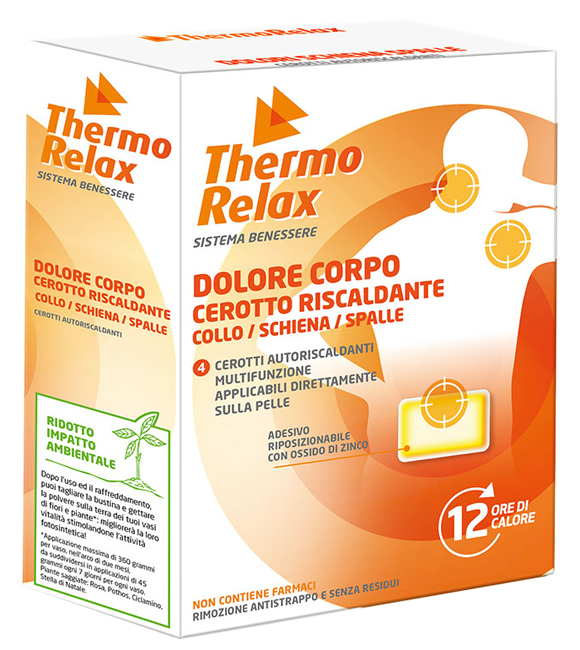 THERMORELAX CEROTTO AUTORISCALDANTE DOLORE CORPO COLLO/SCHIENA/SPALLE 4 PEZZI - latuafarmacia.org