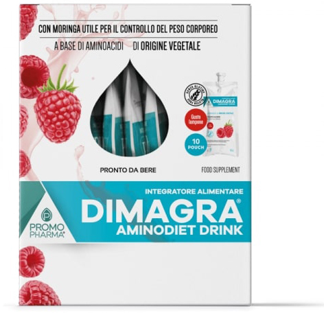 DIMAGRA AMINODIET DRINK LAMPONE 10 POUCH DA 80 G - latuafarmacia.org